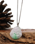 Baikalla Jewelry Jade Buddha Pendant Copy of Baikalla™ "Laughing Buddha" Genuine Vibrant Green Jadeite Buddha Pendant Necklace With 14k White Gold Diamond Bail