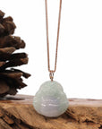 Baikalla Jewelry Gold Jade Buddha Copy of Baikalla "Laughing Buddha" Genuine Ice Jadeite Jade with 18k Rose Gold Diamonds Bail