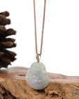 Baikalla Jewelry Gold Jade Buddha Copy of Baikalla "Laughing Buddha" Genuine Ice Jadeite Jade with 18k Rose Gold Diamonds Bail