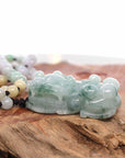 Baikalla Jewelry genuine jadeite carving Baikalla™ Pi Xiu Genuine Burmese Blue Green Jadeite Jade PiXiu Pendant Necklace (FengShui Lucky)