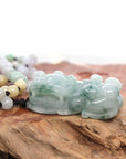 Baikalla Jewelry genuine jadeite carving Baikalla™ Pi Xiu Genuine Burmese Blue Green Jadeite Jade PiXiu Pendant Necklace (FengShui Lucky)