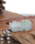Baikalla Jewelry genuine jadeite carving Baikalla™ Pi Xiu Genuine Burmese Lavender Green Jadeite Jade PiXiu Pendant Necklace (FengShui Lucky)