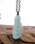Baikalla Jewelry Jade Guanyin Pendant Necklace Baikalla "Goddess of Compassion" Genuine Burmese Jadeite Jade Guanyin Lotus Necklace