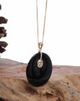 Baikalla Jewelry Jade Pendant Necklace Baikalla "Good Luck Button" Necklace Black Jadeite Jade Lucky KouKou Pendant Necklace
