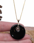 Baikalla Jewelry Jade Pendant Necklace Baikalla "Good Luck Button" Necklace Black Jadeite Jade Lucky KouKou Pendant Necklace