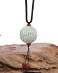 Baikalla Jewelry Jadeite Pendant Jadeite Jade Dragon and Flower Good Luck Hollow Jade Carving Necklace Pendant (Hollow Carved Jade Art)