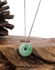 Baikalla Jewelry Jade Pendant Necklace Copy of Baikalla™ "Good Luck Button" Necklace Rich Green Jade Lucky KouKou Pendant Necklace