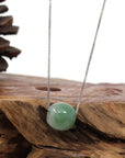 Baikalla Jewelry Jade Pendant Necklace Baikalla™ "Good Luck Button" Necklace Rich Forest Green Jade Lucky TongTong Pendant Necklace