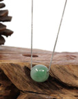 Baikalla Jewelry Jade Pendant Necklace Baikalla™ "Good Luck Button" Necklace Rich Forest Green Jade Lucky TongTong Pendant Necklace