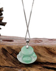 Baikalla Jewelry Jade Buddha Pendant Copy of Copy of Copy of Baikalla™ "Laughing Buddha" Genuine Vibrant Green Jadeite Buddha Pendant Necklace With 14k White Gold Bail