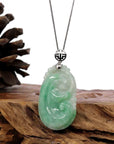 Baikalla Jewelry Jade Pendant Copy of Copy of Natural Green Jadeite Jade Ru Yi Necklace With 14k White Gold Bail