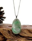 Baikalla Jewelry Jade Pendant Copy of Copy of Copy of Natural Green Jadeite Jade Ru Yi Necklace With 14k White Gold Bail