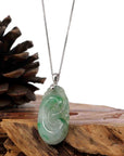 Baikalla Jewelry Jade Pendant Copy of Copy of Copy of Natural Green Jadeite Jade Ru Yi Necklace With 14k White Gold Bail