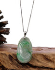 Baikalla Jewelry Jade Pendant Copy of Copy of Copy of Natural Green Jadeite Jade Ru Yi Necklace With 14k White Gold Bail