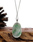 Baikalla Jewelry Jade Pendant Copy of Copy of Copy of Natural Green Jadeite Jade Ru Yi Necklace With 14k White Gold Bail