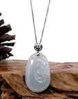 Baikalla Jewelry Jade Guanyin Pendant Necklace Copy of Copy of Copy of Genuine Lavender Jadeite Jade RuYi Pendant Necklace With 14K Yellow Gold Bail