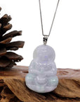 Baikalla Jewelry Jade Guanyin Pendant Necklace Copy of "Goddess of Compassion" 14k Yellow Gold Genuine Burmese Jadeite Jade Guanyin Necklace With Good Luck Design