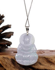 Baikalla Jewelry Jade Guanyin Pendant Necklace Copy of "Goddess of Compassion" 14k Yellow Gold Genuine Burmese Jadeite Jade Guanyin Necklace With Good Luck Design