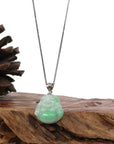 Baikalla Jewelry Jade Buddha Pendant Copy of Copy of Copy of Copy of Copy of Copy of Baikalla™ "Laughing Buddha" Genuine Vibrant Green Jadeite Buddha Pendant Necklace With 14k White Gold Bail