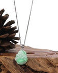 Baikalla Jewelry Jade Buddha Pendant Copy of Copy of Copy of Copy of Copy of Copy of Baikalla™ "Laughing Buddha" Genuine Vibrant Green Jadeite Buddha Pendant Necklace With 14k White Gold Bail