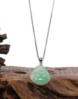 Baikalla Jewelry Jade Buddha Pendant Copy of Copy of Copy of Copy of Copy of Copy of Baikalla™ "Laughing Buddha" Genuine Vibrant Green Jadeite Buddha Pendant Necklace With 14k White Gold Bail