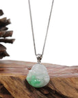 Baikalla Jewelry Jade Buddha Pendant Copy of Copy of Copy of Copy of Copy of Copy of Copy of Baikalla™ "Laughing Buddha" Genuine Vibrant Green Jadeite Buddha Pendant Necklace With 14k White Gold Bail