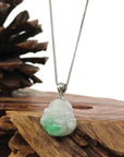 Baikalla Jewelry Jade Buddha Pendant Copy of Copy of Copy of Copy of Copy of Copy of Copy of Baikalla™ "Laughing Buddha" Genuine Vibrant Green Jadeite Buddha Pendant Necklace With 14k White Gold Bail
