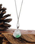 Baikalla Jewelry Jade Buddha Pendant Copy of Copy of Copy of Copy of Copy of Copy of Copy of Baikalla™ "Laughing Buddha" Genuine Vibrant Green Jadeite Buddha Pendant Necklace With 14k White Gold Bail