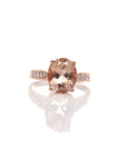 Baikalla Jewelry Gold Amethyst Ring 14k Rose Gold Natural Champagne Morganite Ring with Diamonds