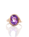 Baikalla Jewelry Gold Amethyst Ring 18k Rose Gold Genuine Amethyst Ring with Diamonds