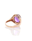 Baikalla Jewelry Gold Amethyst Ring 18k Rose Gold Genuine Amethyst Ring with Diamonds