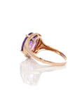 Baikalla Jewelry Gold Amethyst Ring 18k Rose Gold Genuine Amethyst Ring with Diamonds