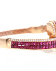 Baikalla Jewelry Gold Ruby Bracelet Baikalla™ 18K Rose Gold Natural Ruby and Diamond Bypass Hinge Bracelet