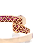 Baikalla Jewelry Gold Ruby Bracelet Baikalla™ 18K Rose Gold Natural Ruby and Diamond Bypass Hinge Bracelet