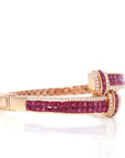 Baikalla Jewelry Gold Ruby Bracelet Baikalla™ 18K Rose Gold Natural Ruby and Diamond Bypass Hinge Bracelet