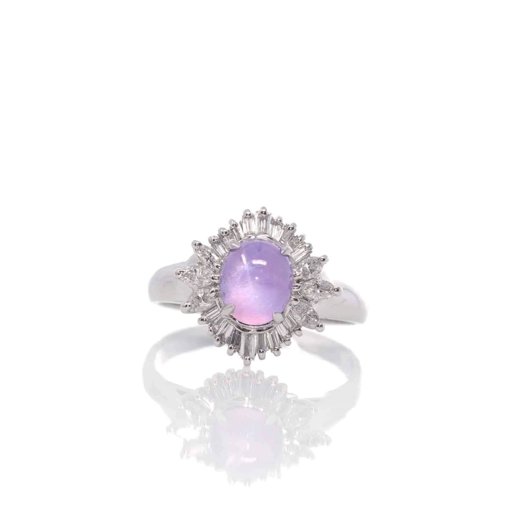Platinum Gold Natural Pink Star Sapphire Ring with Diamonds – BKLA