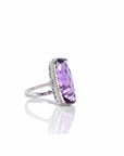 Baikalla Jewelry Gold Amethyst Ring 14k White Gold Genuine Amethyst Ring with Diamonds