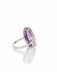 Baikalla Jewelry Gold Amethyst Ring 14k White Gold Genuine Amethyst Ring with Diamonds