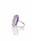 Baikalla Jewelry Gold Amethyst Ring 14k White Gold Genuine Amethyst Ring with Diamonds