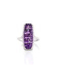 Baikalla Jewelry Gold Amethyst Ring 14k White Gold Genuine Amethyst Ring with Diamonds