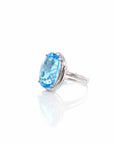 Baikalla Jewelry Gold Amethyst Ring 5 18k White Gold Genuine Swiss Blue Topaz Ring with Diamonds