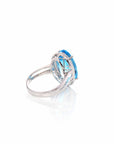 Baikalla Jewelry Gold Amethyst Ring 18k White Gold Genuine Swiss Blue Topaz Ring with Diamonds