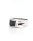 Baikalla Jewelry Baikalla™ "Emerald Cabochon" Genuine Burmese Emerald Cut Black Jadeite Jade Ring