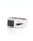 Baikalla Jewelry Baikalla™ "Emerald Cabochon" Genuine Burmese Emerald Cut Black Jadeite Jade Ring
