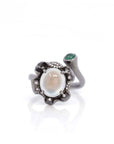 Baikalla Jewelry 18k Gold Engagment Ring Baikalla™ "Flower" 18k Black Gold Natural Ice Jadeite Jade Engagement Ring