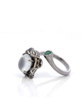 Baikalla Jewelry 18k Gold Engagment Ring Baikalla™ "Flower" 18k Black Gold Natural Ice Jadeite Jade Engagement Ring