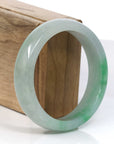 Baikalla Jewelry Jadeite Jade Bangle Bracelet Baikalla Classic Green Natural Jadeite Jade Wider Bangle Bracelet (57.8 mm)