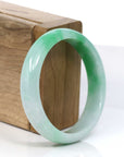 Baikalla Jewelry Jadeite Jade Bangle Bracelet Baikalla Classic Green Natural Jadeite Jade Wider Bangle Bracelet (57.8 mm)