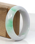 Baikalla Jewelry Jadeite Jade Bangle Bracelet Copy of Genuine White & Green Burmese Jadeite Jade Bangle Bracelet (58.92 mm)