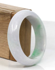 Baikalla Jewelry Jadeite Jade Bangle Bracelet Genuine White & Green Burmese Jadeite Jade Bangle Bracelet (58.92 mm)